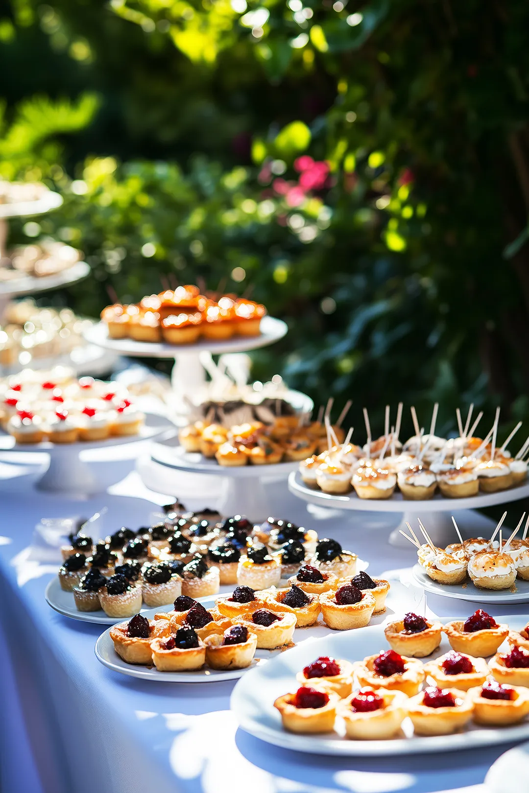 Tavolo di dolci e finger food per evento all’aperto a Parma
